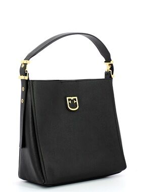 Furla Black Belvedere Bag with Gold Hardware